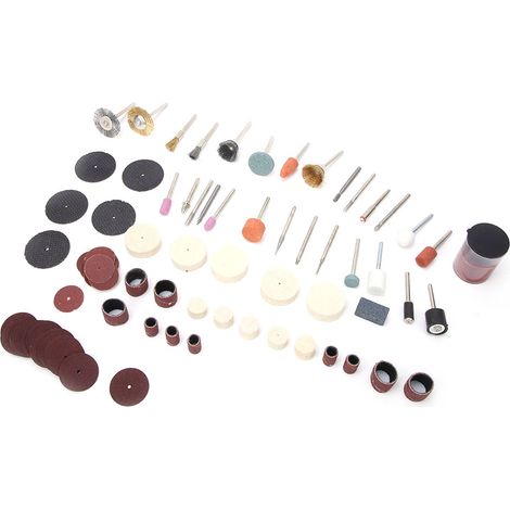 Set mit 99 Zubehörteilen für Rotationswerkzeuge: Schleifen, Polieren, Polieren, Entgraten. (1/5)
