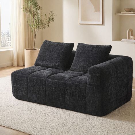 Sofá chaise longue chenilla con bolsillos 158 cm OKMYHOME (1/5)