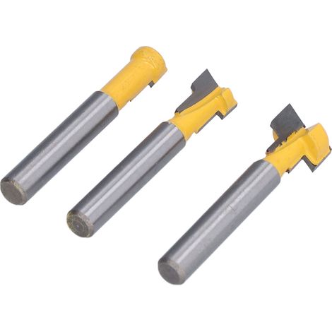 Ensemble de 3 fraises à rainurer en T, queue de 6,35 mm (1/4 po), pour le bois. (1/5)