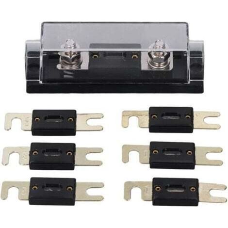 Porte-fusible 250A 48V, Surface plaquée or, couvercle Transparent, porte-fusible en ligne pour voiture RV (1/4)