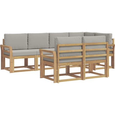 Outdoor Sofa Set 7 pcs White and Light Grey vidaXL (1/5)