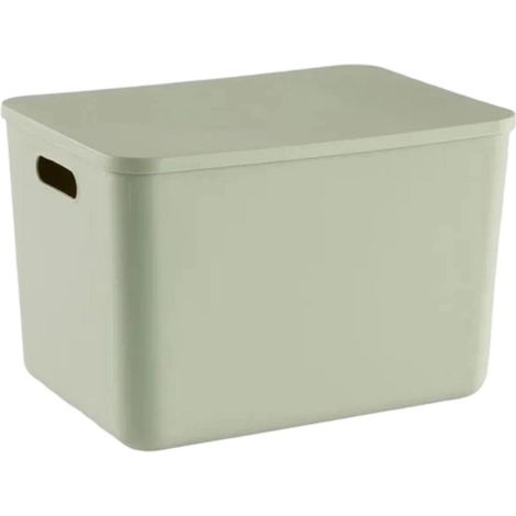 Panier de rangement avec couvercle vert - Panier de rangement - Compact - 1 pièce - Pour petit espace - Vert (1/5)