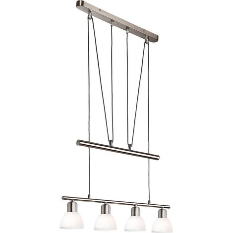 Globo Mattes Plafonnier suspendu en nickel mat, 4 ampoules E14 3 000 K