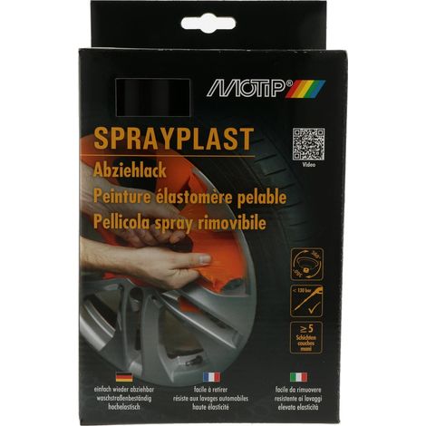 Peinture pelable - MOTIP - Sprayplast - Noir brillant - 400 ml - 2 aérosols