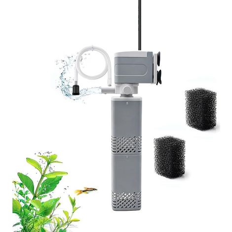 Filtre Aquarium Pompe 4-in-1, 15 W 1000L/H Filtre Interne pour Aquarium Tortue Deau Réglable pour 75–150L Aquariums d’Eau Douce et d’Eau Salée (1/5)