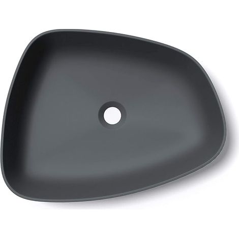 Mai & Mai Lavabo da Appoggio 51.1X38.7X12cm, Lavandino Bagno Colossum806 Lavabo da Marmo Fuso, Antracite Opaco