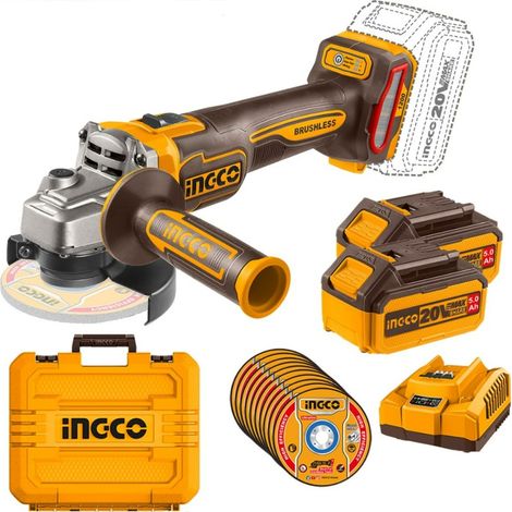Ingco Amoladora 20v bl 115mm 2b 5ah+maletin