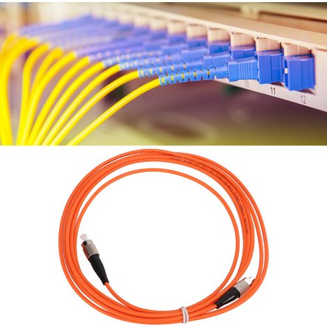 Deux cordons de brassage à fibre optique monocœur multimode (E-FC/FC-MM-3M) à vendre jarretières optiques réseau, qualité opérateur, 3 m. (1/5)