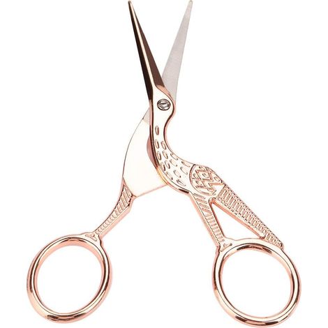 Vintage Red Crowned Crane Stainless Steel Sewing Scissors