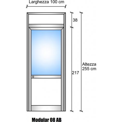 Modulo Continuativo Parete Divisoria in Vetro Trasparente Alluminio e Bachelite con Porta Colore Marrone RAL 8017 - H2550xL1000 mm - ITALFROM (1/4)