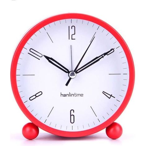 4 Pouces, Reveil mecanique silencieux, Reveil matin enfant a piles, Reveil silencieux enfant chevet, Reveille pour enfant - Rouge (1/2)