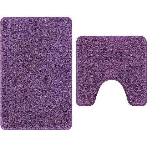 Ensemble de deux tapis de bain antidérapants, en polypropylène violet (1/5)
