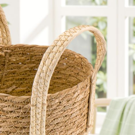 3-Pack Woven Storage Baskets with Handles - Natural Plant & Home Organization Hamper Set Laundry Hamper for Shelf Nursery Laundry (1/5)
