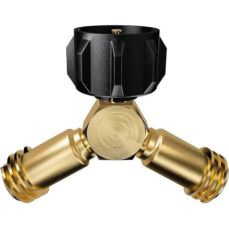 Raccord en Y pour réservoir de propane, adaptateur propane à 2 voies pour bouteille de gaz propane de 9 kg (20 lb) permettant de connecter 2 appareils, barbecue, chauffage, cuisinière, etc. (1/4)