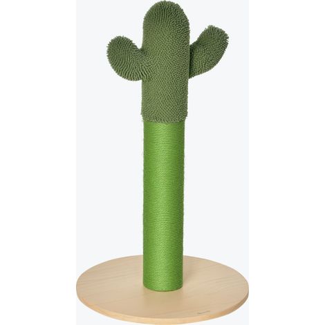 Griffoir d’arbre pour chats adultes et chatons en forme de cactus, corde de sisal et base en bois, 40 x 40 x 65 cm, vert