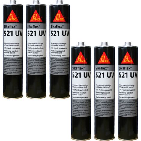 Set di 6 adesivi SIKA Sikaflex 521 UV ibridi - Bianco - 300ml