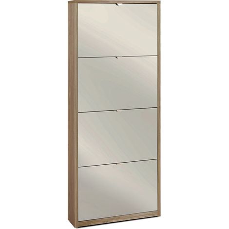 Scarpiera 4 Ante Specchio 63L x 18P x h154 – Finitura Legno Noce – Sarmog (1/3)