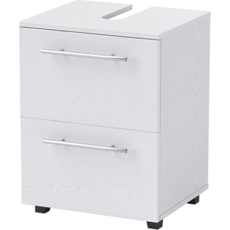 Meuble de salle de bain, vasque avec tiroir, compact, en aggloméré, blanc (1/5)