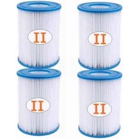 Lot de 4 cartouches filtrantes type II pour piscine – Hauteur 135mm – Diamètre 104mm – Papier ABS polyester – Compatible modèles 58094 (1/5)