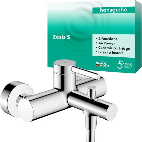 Mitigeur baignoire apparent, Robinet baignoire 2 sorties, Mitigeur monocommande, Chromé, 74420000 (1/5)