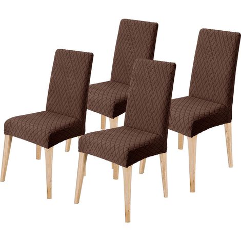 Stuhlhussen 4er Set Braun, Universal Esszimmerstuhlbezug, Waschbar, Elastisch (1/5)