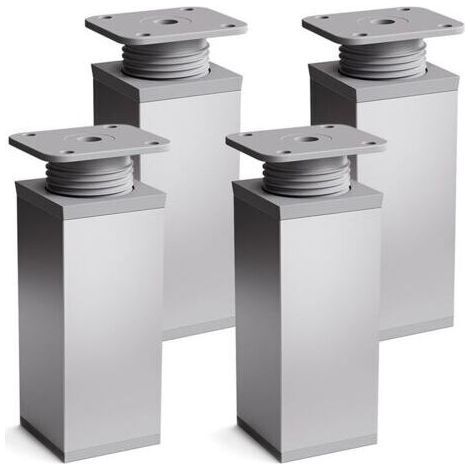 Set mit 4 Möbelfüßen, Höhe: 100 mm (+100 mm) verstellbar, Winkelform: 40 x 40 mm (1/4)