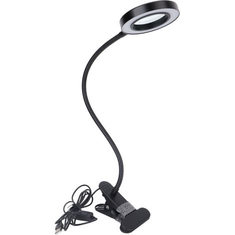 Lampada da lettura da scrivania USB con 3 temperature di colore e 10 velocità, luce LED per tatuaggi con lente d'ingrandimento, nera. (1/5)