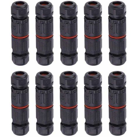 Conector impermeable IP68 para cable eléctrico – 10 unidades, enchufe hembra de 3 pines, para uso en exteriores, resistente al agua y al polvo. (1/5)