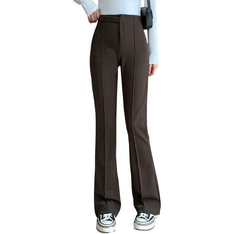 2 pantalons de travail pour femmes, taille élastique, poches latérales, jambes droites, coupe ample et fluide, pour bureau et occasions variées (1/5)