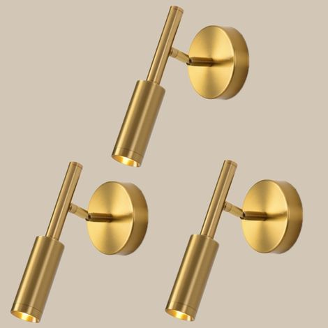 3 Stück 5W LED Wandlampe Spot 350° Verstellbare Wandleuchte Golden Innen Wandspot Dreifarbiges variables Licht
