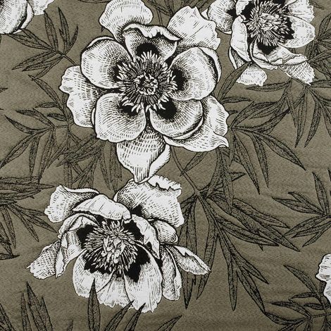 Tissu d'ameublement aux impressions florales Vert Olive 145 cm