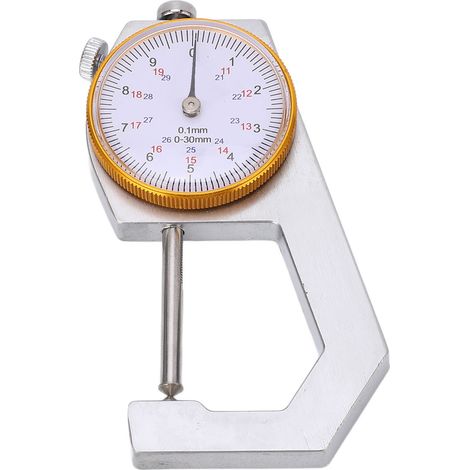 Outil de mesure d'épaisseur, comparateur à cadran rond, testeur portable, pied à coulisse, résolution 0,1 mm, plage de mesure 0-30 mm, extrémité pointue (1/5)