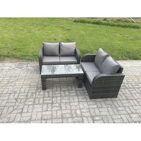 Fimous Outdoor Garden Furniture Sets Wicker Rattan Furniture Sofa Sets with Rectangular Coffee Table (1/5)