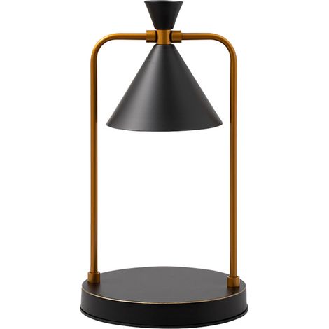 Lampe chauffe-bougie noire avec 2 ampoules à luminosité réglable, lampe d'aromathérapie polyvalente en métal pour la décoration intérieure, cadeau d'anniversaire (1/4)