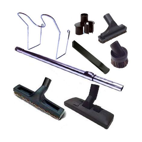 Kit 8 accessoires avec tube télescopique Chromé et support mural de Luxe pour flexible et poignée (1/5)