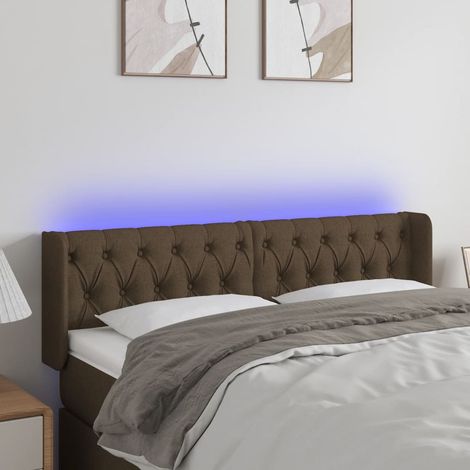 Tête de lit à LED - Design industriel - Pour Lit adulte - Marron foncé 147x16x78/88 cm Tissu Chic-928555 (1/5)
