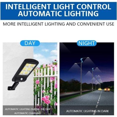 Solar-Außenleuchte, 6000 Lumen LED-Solar-Wandleuchte mit Bewegungsmelder - IP67 wasserdicht mit Fernbedienung, robuste Sicherheitsleuchte für Außenwände, Gärten, Höfe usw. (1/4)