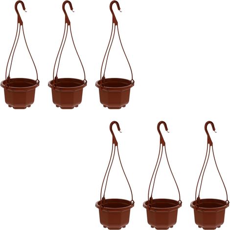 Ensemble de 6 pots suspendus en plastique pour plantes d'intérieur et d'extérieur, (1/5)