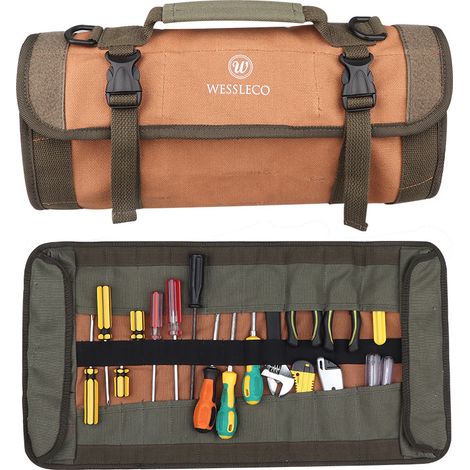 Canvas tool bag, portable, reinforced, storage bag for repair tools, toolbox, tool bag - Black (1/5)