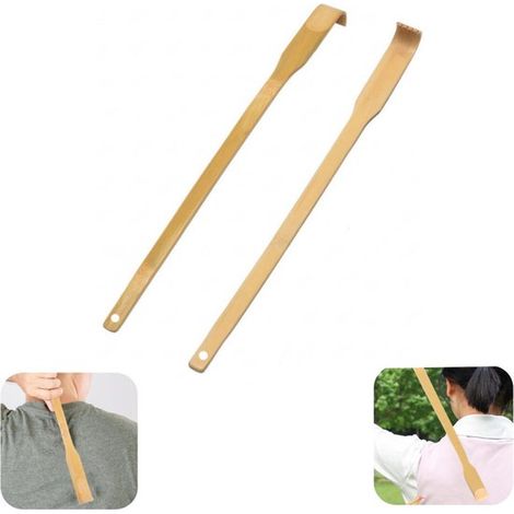 Bâtons de massage en bois lot de 2 - masseurs dorsaux 41,5 x 2,5 cm, bruns (1/5)