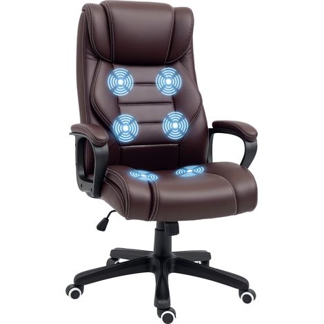 Vinsetto High Back 6 Points Vibration Massage Executive Office Chair Brown