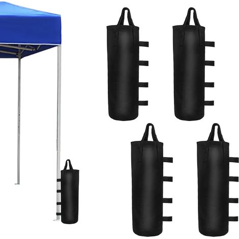 4 Pièces Sacs de Sable pour pavillon,Poids pour Tonnelle avec du Velcro pour Tente Tonnelle Pliante Outdoor Tonnelle de Jardin,20cm x 50cm,Noir (1/5)
