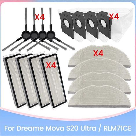 Kit de 16 pièces comprenant brosse, filtre, sac à poussière et chiffon de nettoyage pour aspirateur Dreame Mova S20 Ultra/RLM71CE (1/5)