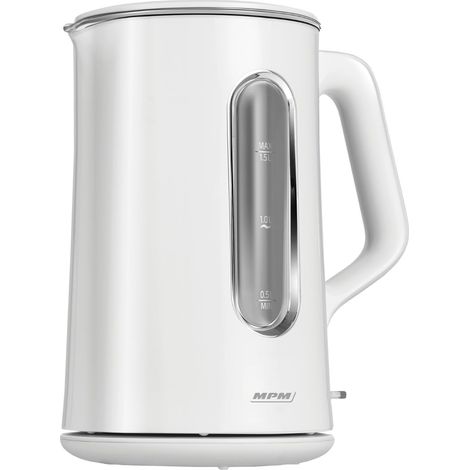 MPM BOUILLOIRE DOUBLE PAROI - FAIBLE BRUIT AVEC INTÉRIEUR LUMINEUX - 1.5 LITRE 2200W (BLANC) MCZ-126/B