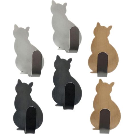Lot de 6 patères murales auto adhésives en acier inoxydable (1/5)