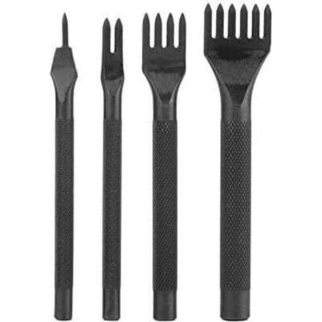 Set di 4 strumenti per cucire fori nella pelle (1+2+4+6 denti)