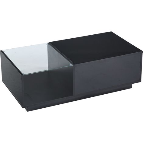 Mesa de centro elevable con LED, brillo alto, negro, 100 x 50 x 33 cm (1/5)