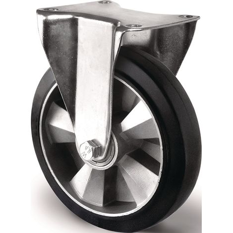 TECWERK Schwerlastbockrolle Rad-Ø 200 mm Tragfähigkeit 500 kgElastikgummi Bauhöhe 245 mm