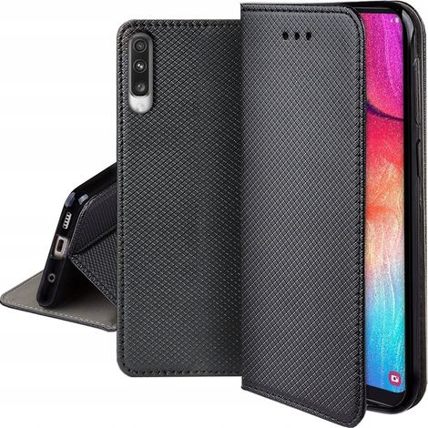 Custodia a libro per Samsung Galaxy A50 nera + vetro 9H (1/4)