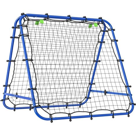 Filet de rebond double face 91 x 91 cm filet de rebond football pliable réglable dans 5 angles structure en acier bleu